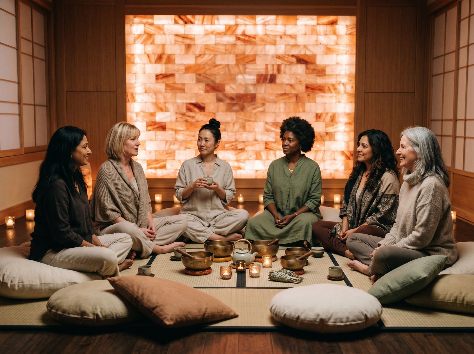 Women gathered in a beautiful outdoor desert setting